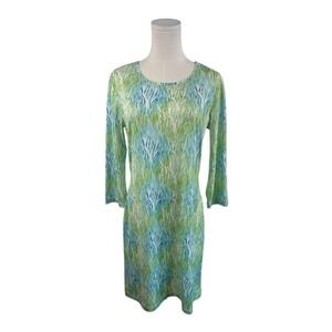 Jean-Pierre Klifa Daphne UPF 50 Dress Abstract Beachy 3/4 Sleeve Size Medium